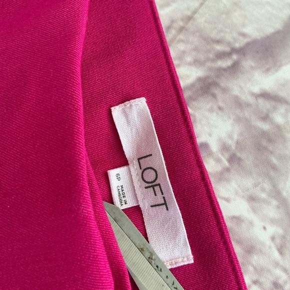 LOFT Pants Hot Pink Sailor Trim Ankle Slim Style 643886 Vibrant Pink Fabric - Picture 14 of 15